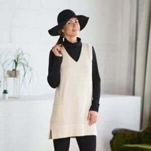 RIEN NE SE PERD, TOUT SE CRÉE – Beige Knit Tunic Tank Top | X-Small *